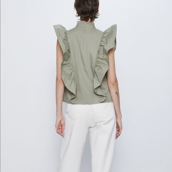 ZARA Ruffled Poplin Blouse BNWT - Picture 9 of 10